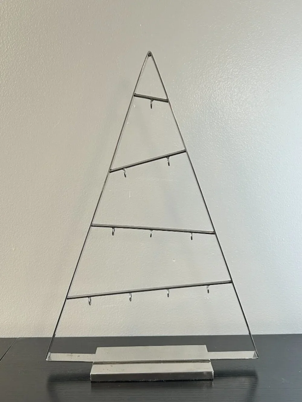 Crate & Barrel Silver Metal Christmas Ornament Display Tree 16 Inches
